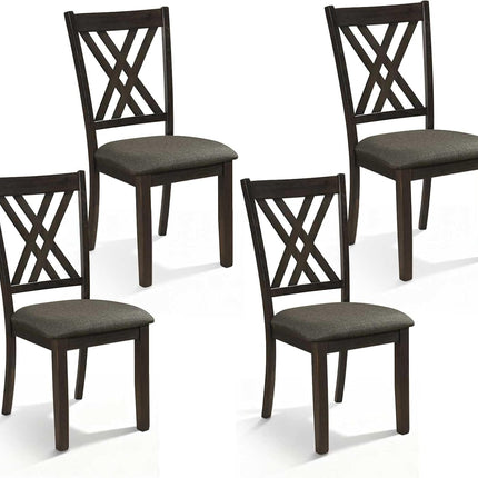 Dreamade Linen Fabric Upholstered Wooden Dining Chair Set of 2/4 with Rubber Wood Frame for Dining Room