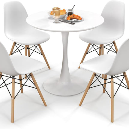 Dreamade Dining Room Table Set for 2 or 4, Compact Kitchen Dining Table Set with 32" Round Table and DSW Chairs