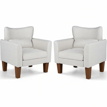 Dreamade Modern Accent Chair with Removable Seat Cushion & Pillow | Upholstered Armchair w/ Strong Support Legs