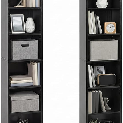 Dreamade 8-Tier Tall Narrow Media Tower Rack with 4 Adjustable Shelves (1/2)