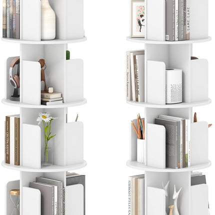 Dreamade 4-Tier Rotating Bookshelf 360° Display Rack w/Dividers & Anti-Falling Baffles