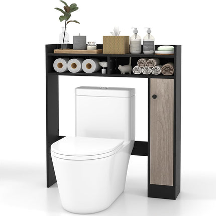 Dreamade Over-The-Toilet Storage Rack, Bathroom Freestanding Space Saver with 1-Door Side Storage Cabinet