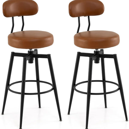 Dreamade Swivel Barstools Set of 2/4 Faux Leather 31 Inch Bar Height Stools w/Upholstered Seat & Back
