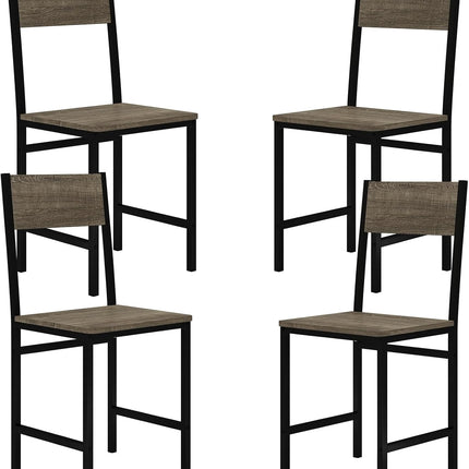 Dreamade Dining Chairs Set, Industrial Kitchen Chairs with Metal Legs, Slanted Back