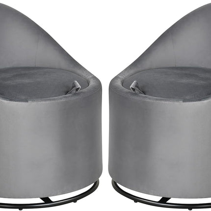 Dreamade Swivel Accent Chair with Storage, 360° Upholstered Vanity Chair with Backrest