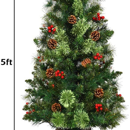 5 FT Christmas Tree Pre-Lit Tabletop Artificial Entrance Tree with 100 Led Lights - DreamadeUS