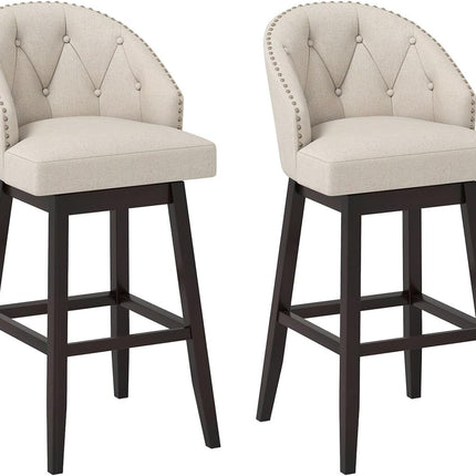 Dreamade Modern Upholstered Bar Stools Set of 2/4, 31" Bar Height Swivel Kitchen Stools w/Button-Tufted Back