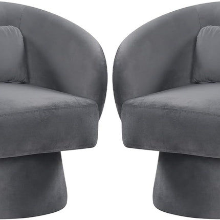 Dreamade Swivel Accent Chair Upholstered Barrel Chair with Curved Back & Removable Lumbar Pillow