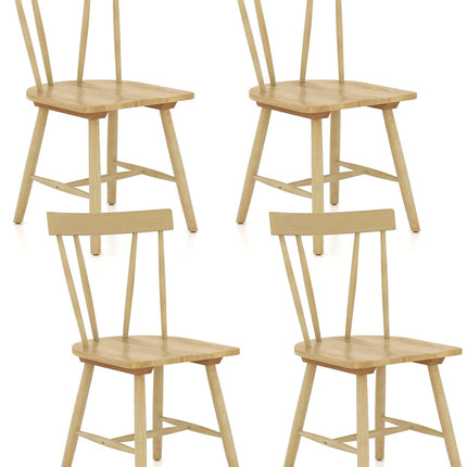 Dreamade Windsor Chairs, Armless Dining Chairs with Solid Rubber Wood Frame