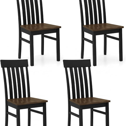Dreamade Wooden Dining Chairs Set of 2/4 with Hollowed Backrests & Rubber Wood Seats