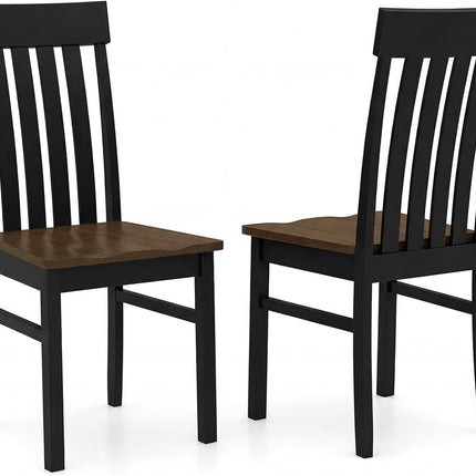 Dreamade Wooden Dining Chairs Set of 2/4 with Hollowed Backrests & Rubber Wood Seats