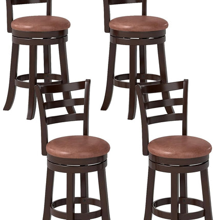 Dreamade 26" Counter Height Swivel Barstools Set of 2/4 with Faux Leather Seat and Wrap-around Footrest