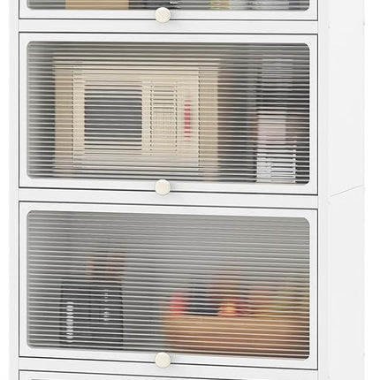 Dreamade 5-Tier Kitchen Storage Cabinet, Mobile Microwave Stand with Flip-up PC Doors