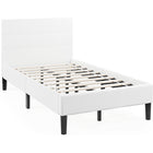 Dreamade Upholstered Platform Bed Twin Size, Modern Bed Frame with Button Tufted Headboard (Beige)