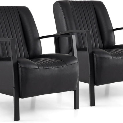 Dreamade PU Leather Upholstered Armchair with Padded Seat & Back (1/2)