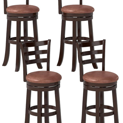 Dreamade 30" Counter Height Swivel Barstools Set of 2/4 with Faux Leather Seat and Wrap-around Footrest