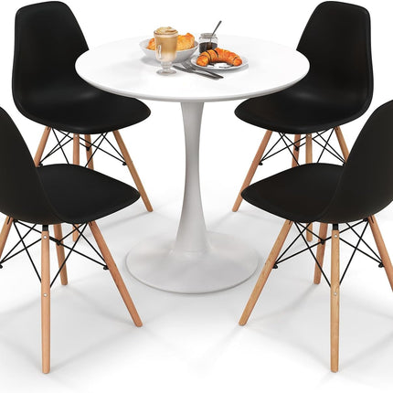 Dreamade Dining Room Table Set for 2 or 4, Compact Kitchen Dining Table Set with 32" Round Table and DSW Chairs