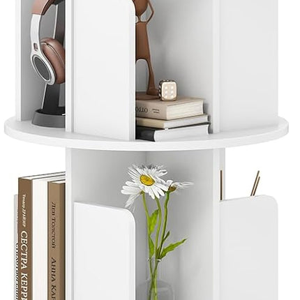 Dreamade 4-Tier Rotating Bookshelf 360° Display Rack w/Dividers & Anti-Falling Baffles