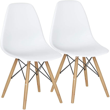 Pre Assembled Mid Century Modern Dining Chairs Set of 2, White - Dreamadeus