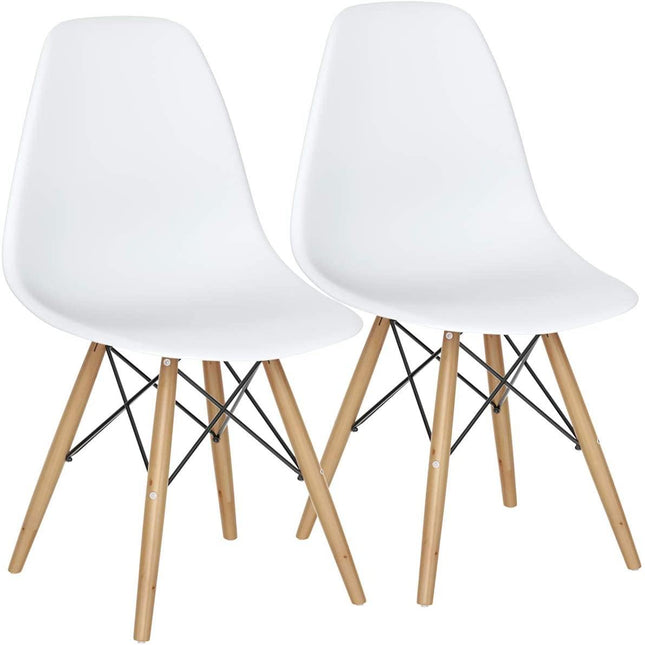 Pre Assembled Mid Century Modern Dining Chairs Set of 2, White - Dreamadeus