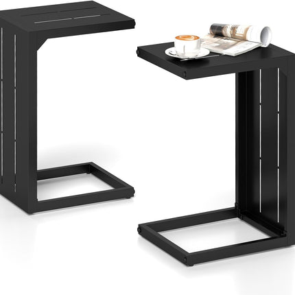 Dreamade C-Shaped End Table with Adjustable Foot Pads