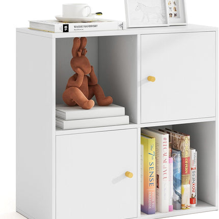 Dreamade 4 Cube Bookcase | 2-Tier Freestanding Book Shelf with Open Compartments