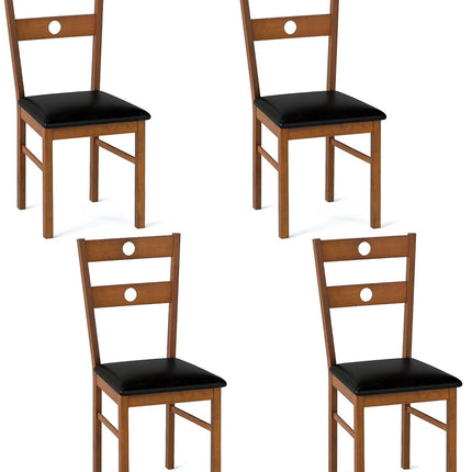 Dreamade PU Leather Upholstered Kitchen Chairs w/Hollowed Backrest & Padded Seat