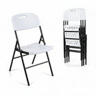 Dreamade Folding Plastic Chairs 4 Pack w/HDPE Backrest & Seat, White | Stackable Portable Seating w/ Steel Frame