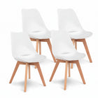 Set of 4 Mid Century Dining Chairs Wood Legs White