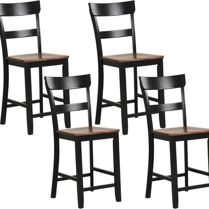 Dreamade Wooden Bar Stools Counter Height Set of 2, 24.5" Farmhouse Wood Bar Dining Chairs
