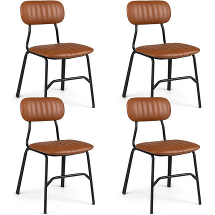 Dreamade Metal Dining Chairs PU Leather Upholstered Kitchen Chairs | Modern Dining Room Chair w