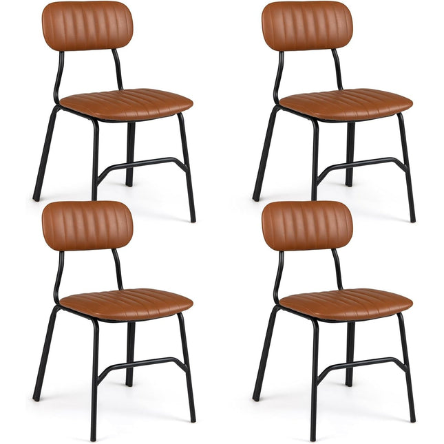 Dreamade Metal Dining Chairs PU Leather Upholstered Kitchen Chairs | Modern Dining Room Chair w