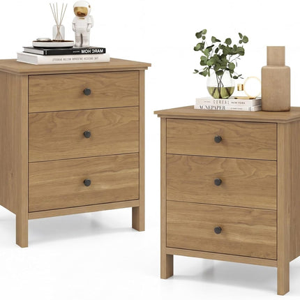 Dreamade Nightstand with Drawers Solid Structure Side Table for Storage Bedroom