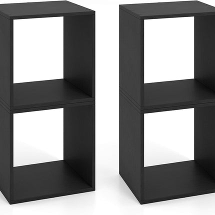 Dreamade 2/4 Cube Bookshelf Organizer, 2-Tier Stackable Cube Storage Organizer