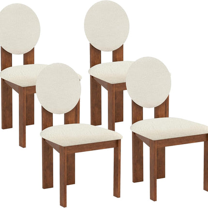 Dreamade Sherpa Dining Chairs Set of 2/4 Mid Century Modern Kitchen Chairs w/Rubber Wood Legs