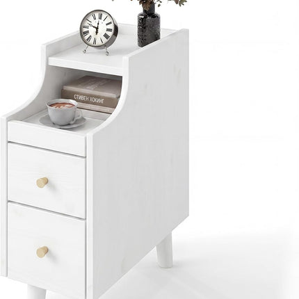 Dreamade Narrow Nightstand with 2 Drawers for Small Spaces (1/2)