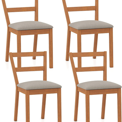 Dreamade Wooden Dining Chairs Set of 2/4 Farmhouse Upholstered Kitchen Chairs with Rubber Wood Legs & Fabric Padded Seat