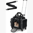 Dreamade Top-Expandable Pet Carrier with Wheels for Small Cat & Dog (Black) | Foldable Rolling Pet Bag with Telescopic Handle