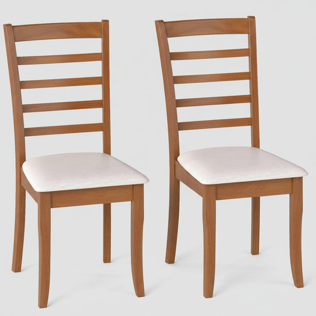 Dreamade Wooden Dining Chair Set of 2 or 4 w/Rubber Wood Legs High Slatted Backrest