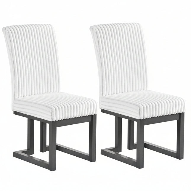 Dreamade Upholstered Dining Chairs Set of 2, Kitchen Chairs with High Back | Modern Dining Room Chairs with Fabric Channel Back & Seat