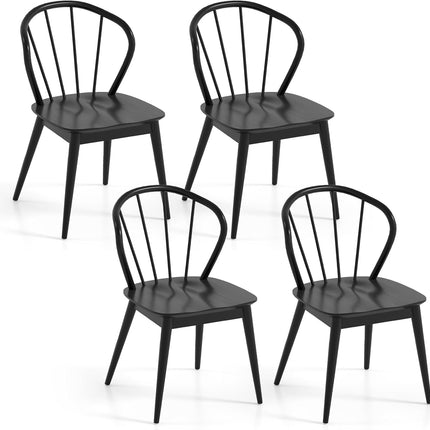 Dreamade Wooden Dining Chairs Set of 2/4, Windsor Kitchen Chairs w/High Spindle Back & Rubber Wood Legs