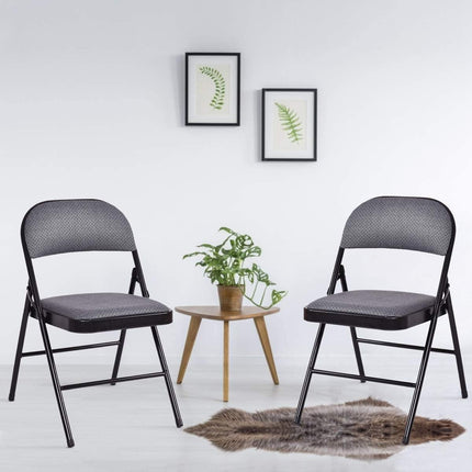 4-Pack Folding Chairs with Metal Frame and Fabric Upholstered Padded Seat - Dreamadeus