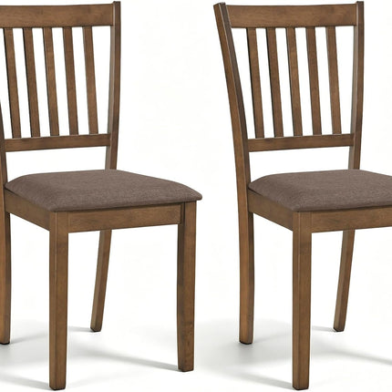 Dreamade Modern Farmhouse Wood Slat-Back Kitchen Chairs w/Padded Seat (2/4)