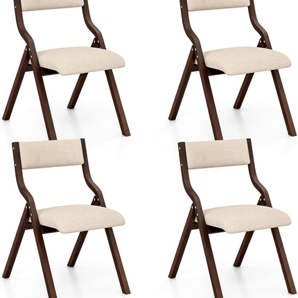 Folding Dining Chair Set of 2, No Assembly Folding Chairs w/Linen Padded Seats - Dreamade