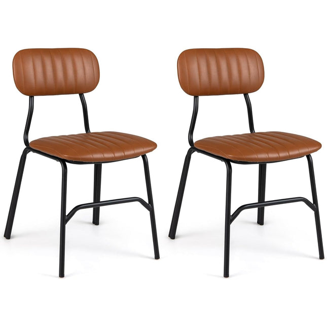 Dreamade Metal Dining Chairs PU Leather Upholstered Kitchen Chairs | Modern Dining Room Chair w