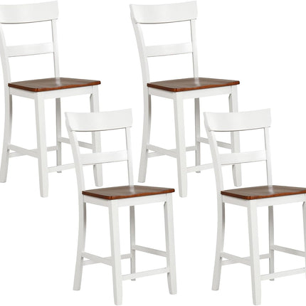 Dreamade Wooden Bar Stools Counter Height Set of 2, 24.5" Farmhouse Wood Bar Dining Chairs