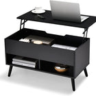 Dreamade Lift Top Coffee Table, Modern Cocktail Table w/Hidden Compartment & 2 Open Shelves