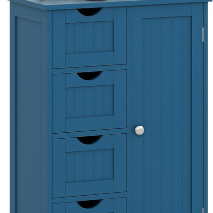 Dreamade Bathroom Floor Cabinet Wooden with 1 Door & 4 Drawer