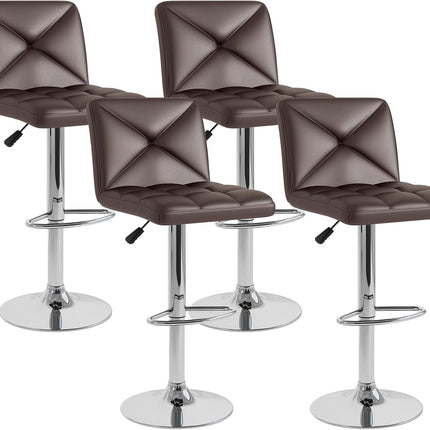 Dreamade Bar Stools Set of 2/4, Modern PU Leather Swivel Counter Height Bar Stools with Back