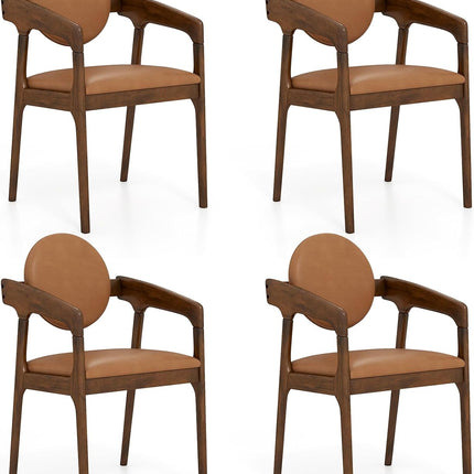 Dreamade Set of 2/4 Wooden Dining Chair PU Leather Upholstered Armchairs